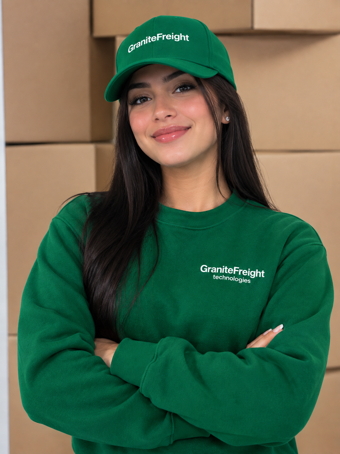 GraniteFreight Technologies team member wearing the green company uniform