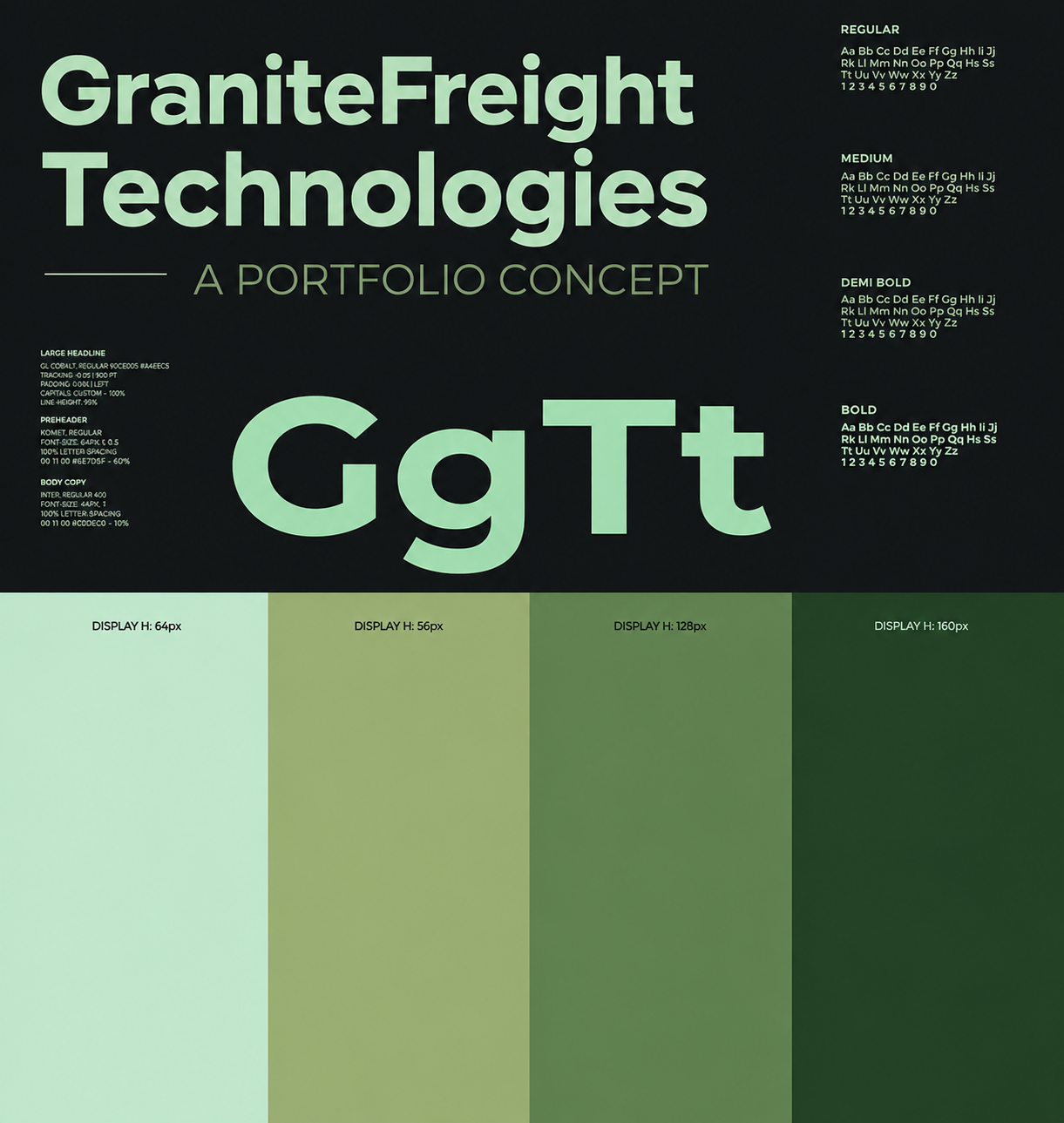 GraniteFreight Technologies portfolio concept with brand type and color palette